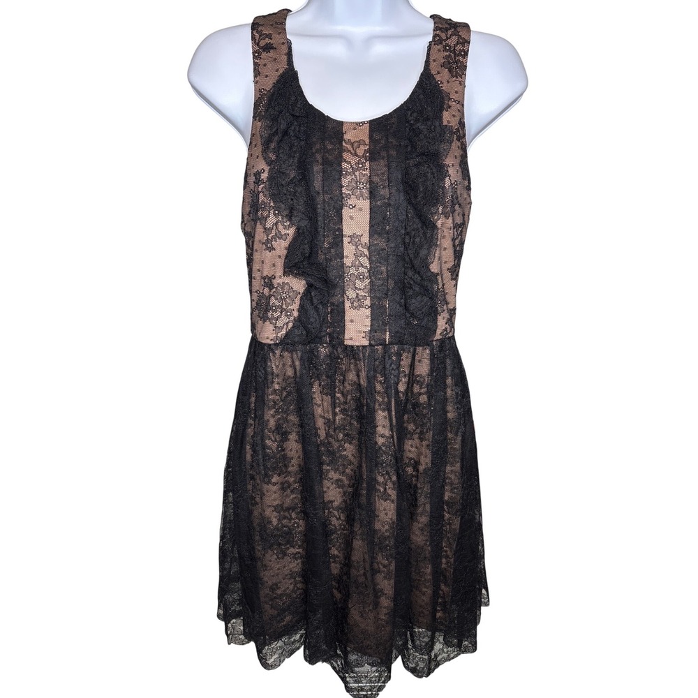 Massimo Dutti Womens Black Lace Ruffle Mini Dress‎ Sz 36/US 4 Girly Whimsygoth